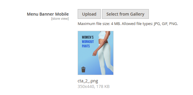 Menu Banner Mobile Configuration