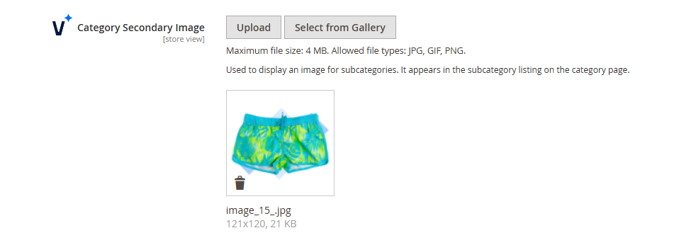 Category Secondary Image Configuration