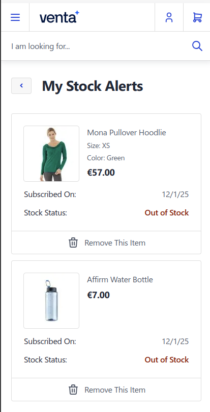 My Account - My Stock Alerts Mobile