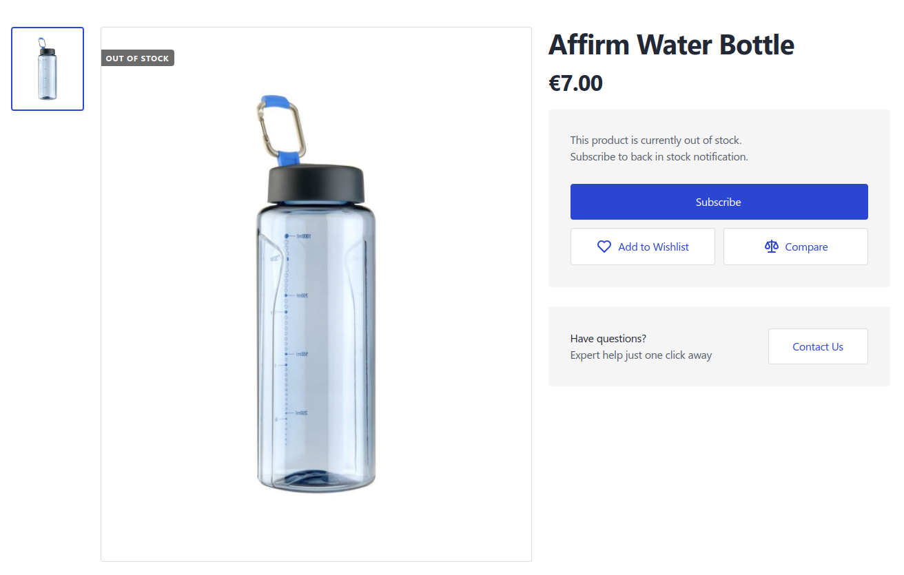 PDP simple product out-of-stock one-click subscribe for logged-in customer