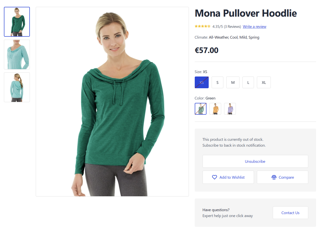 PDP configurable product out-of-stock one-click unsubscribe for logged-in customer