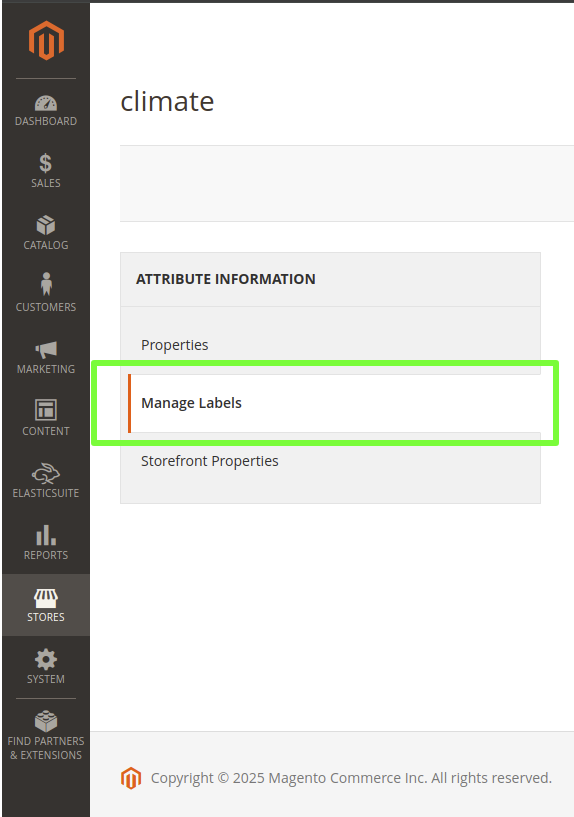 Manage Labels Configuration