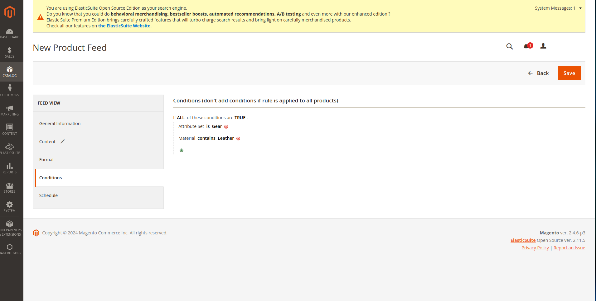 Product Feed Conditions