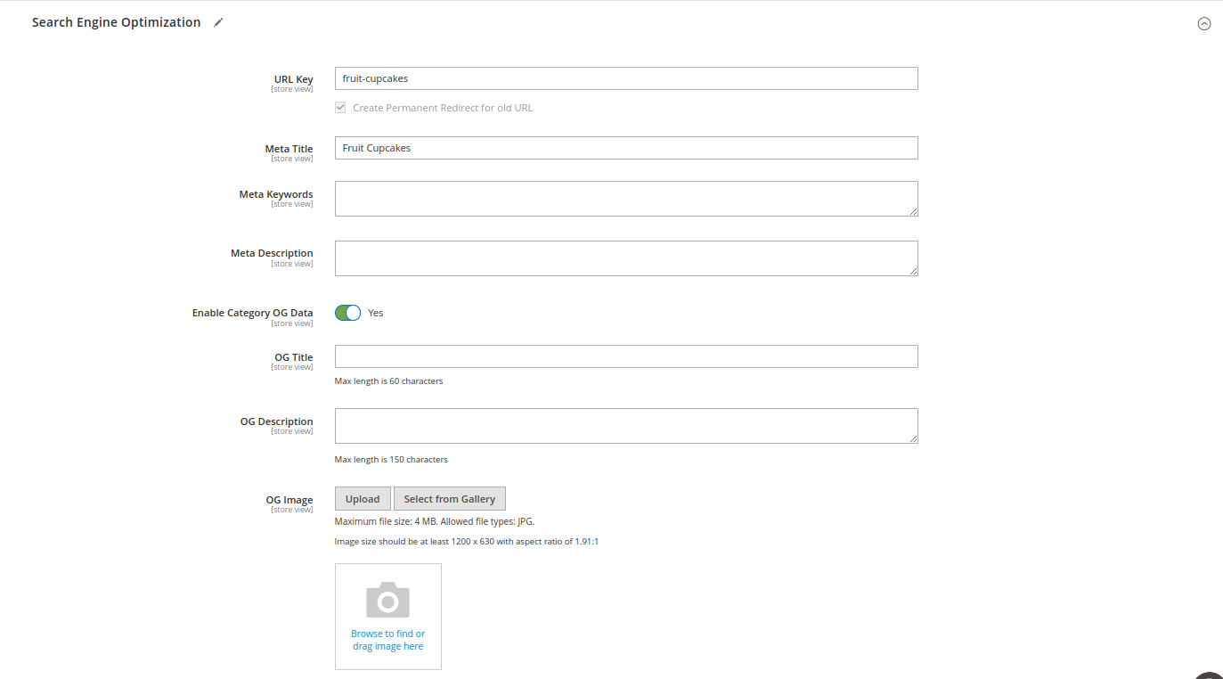 Category OG Configuration