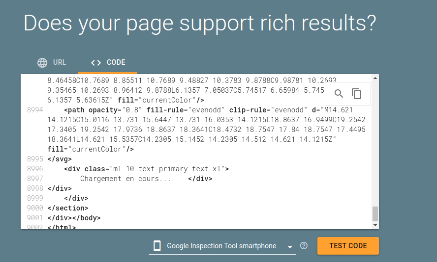 Rich Result Tester Interface