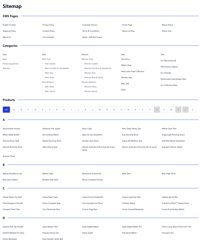 HTML Sitemap Display
