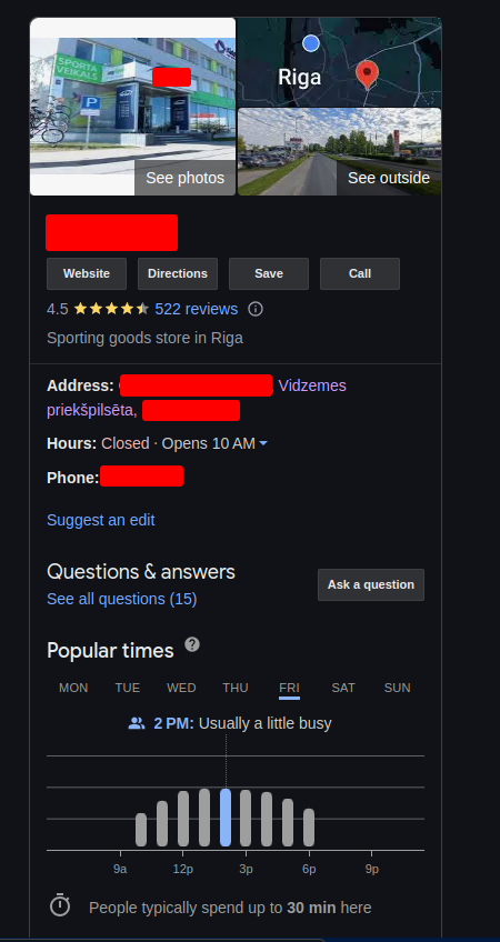 Local Business Schema Results