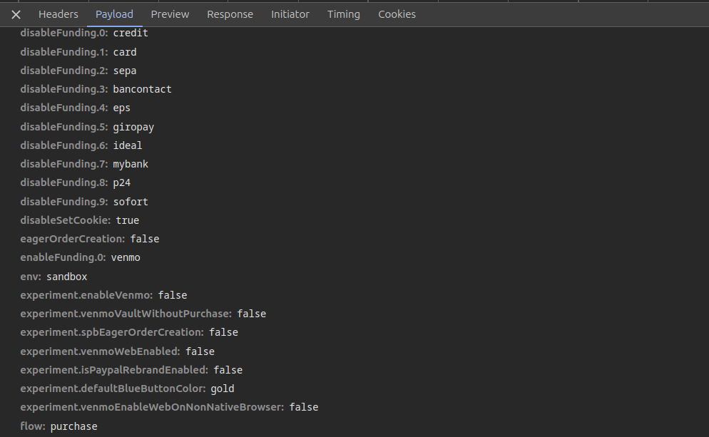 PayPal SDK query params