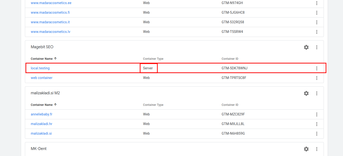 GTM Server Container Selection