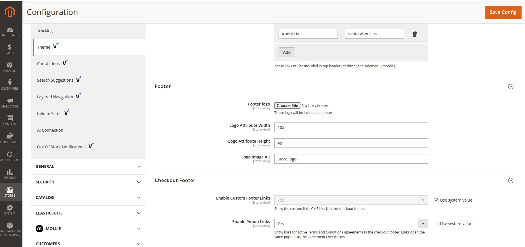 Checkout Footer Configuration