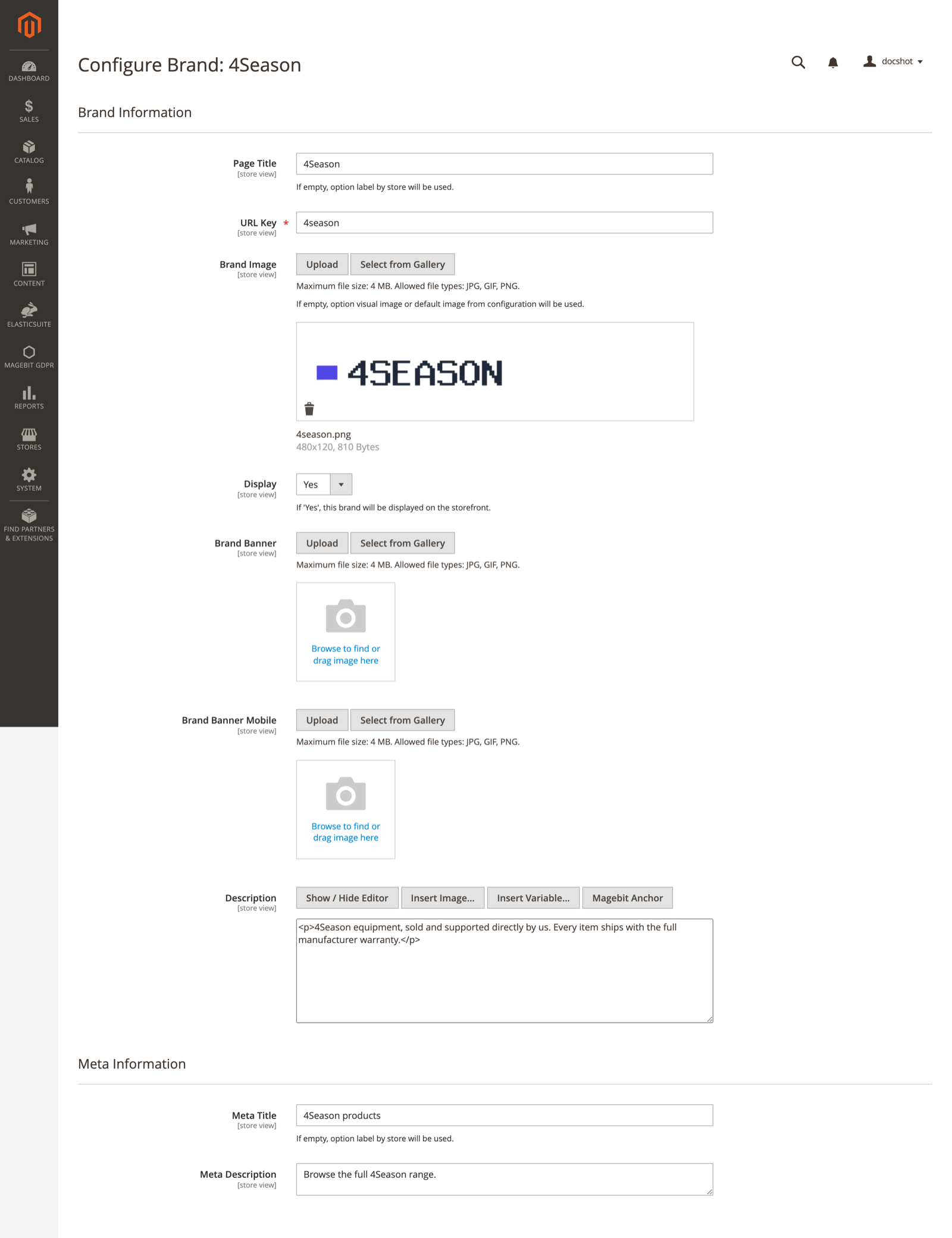 Brand Configuration form