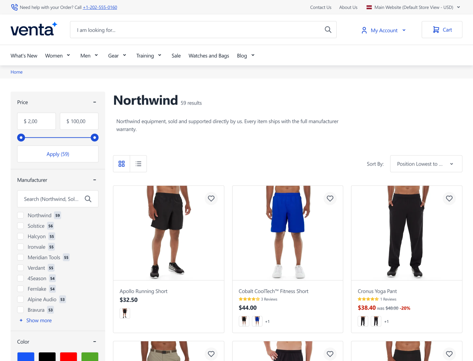Brand page with layered navigation