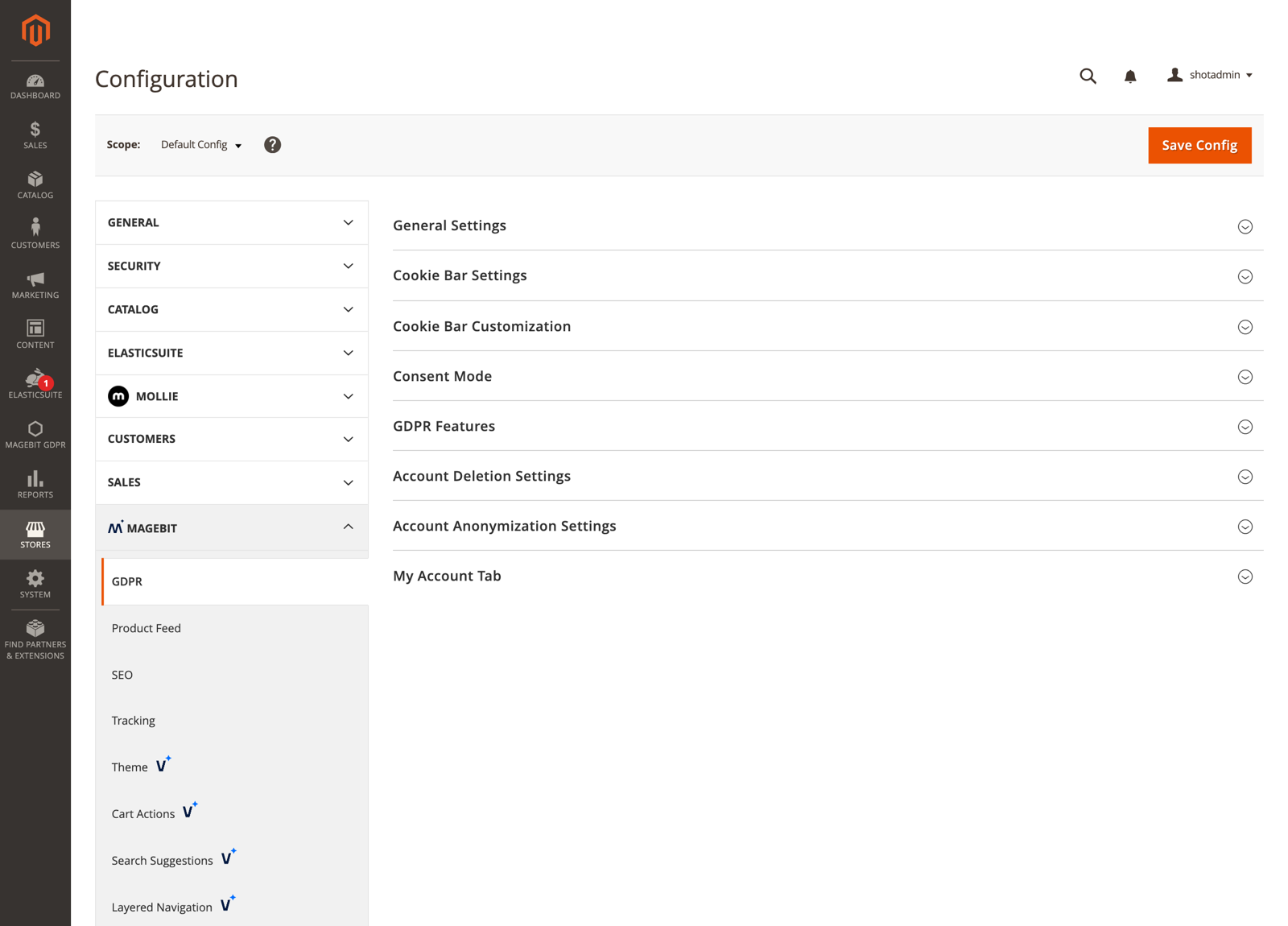 GDPR configuration