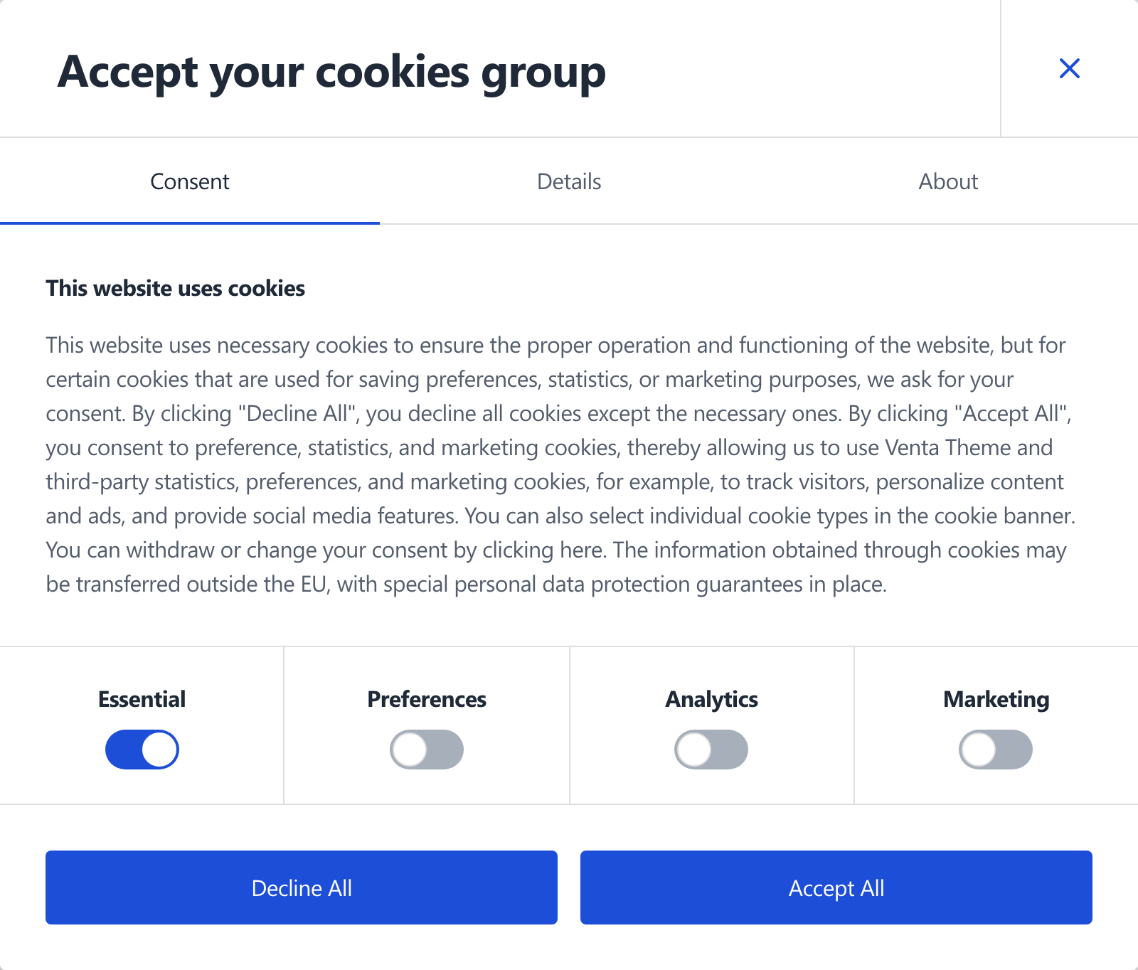 Cookie consent bar
