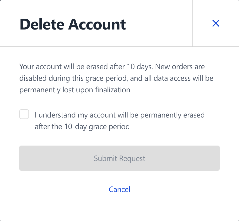 Delete account modal