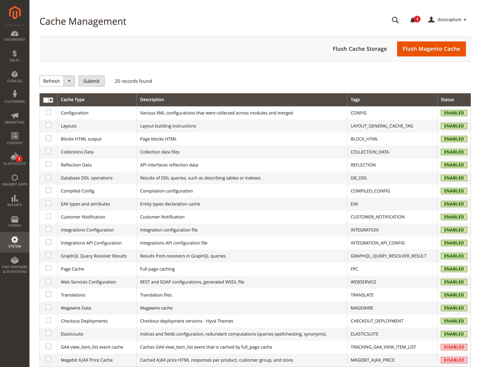 Magebit AJAX Price Cache in Cache Management