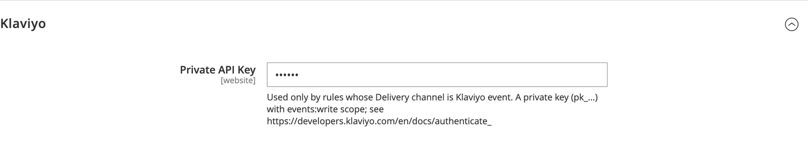 Klaviyo group of the Post Purchase configuration