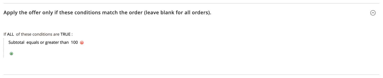 Conditions fieldset of a post-purchase rule