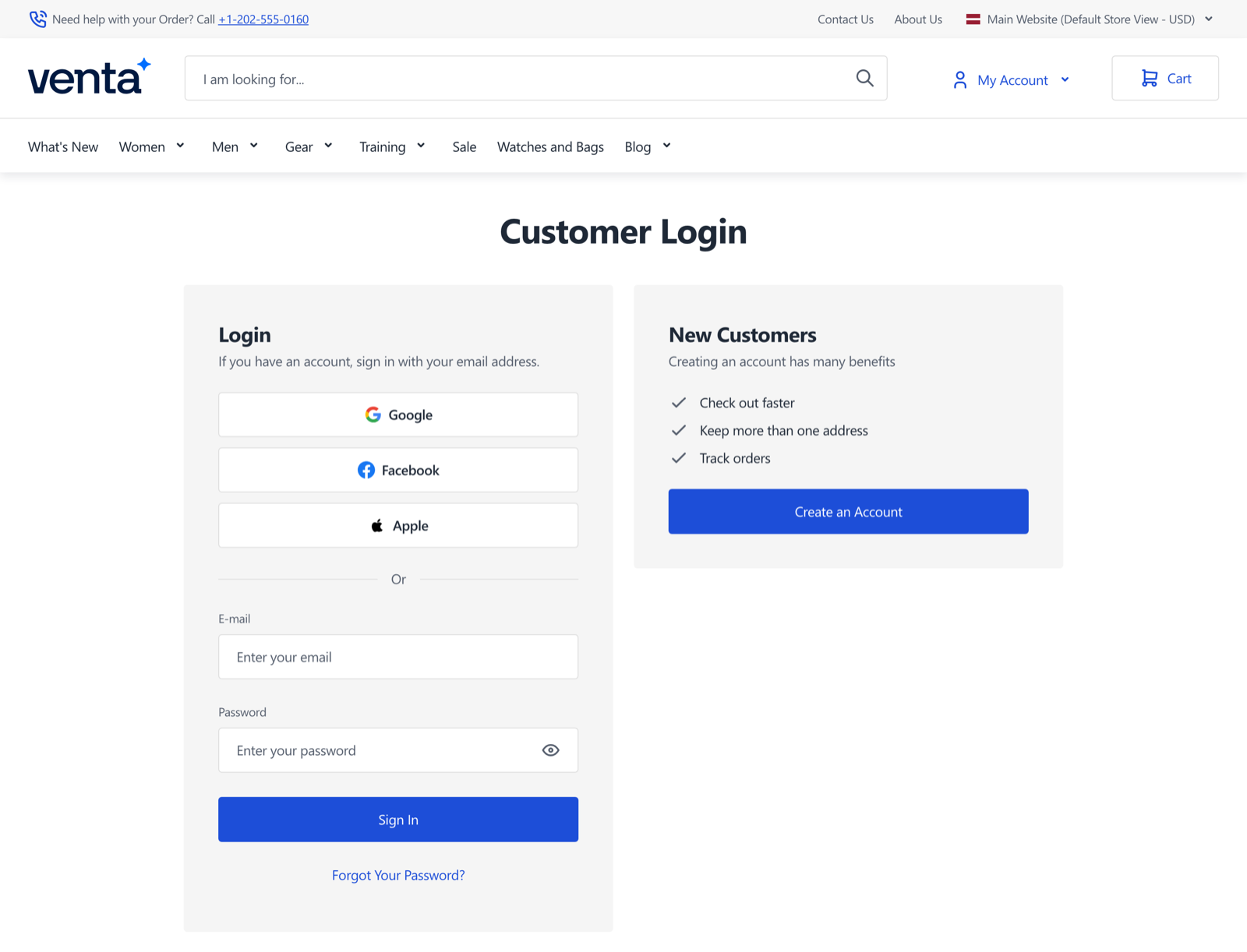 Provider buttons above the login form