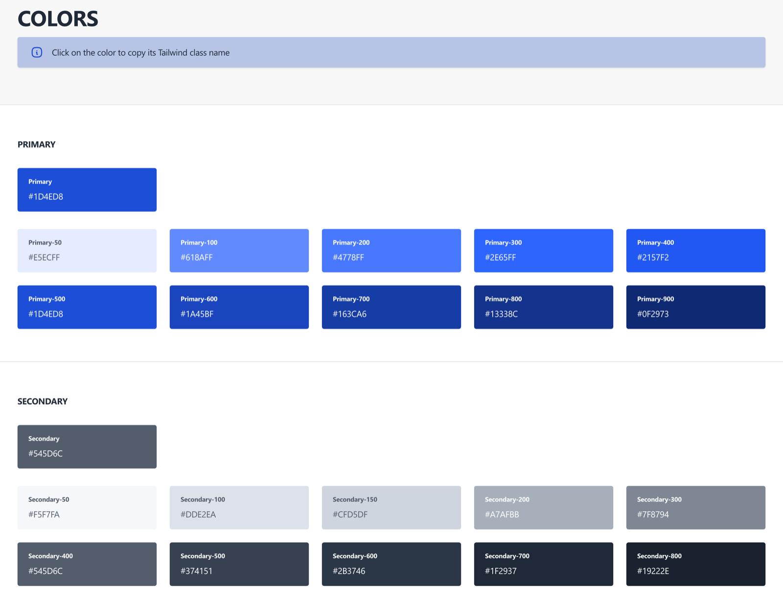 Colors section of the style guide